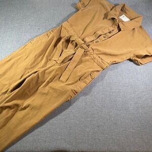 Pilcro Women's XS Collared Short Sleeve Wing Jumpsuit Brown Tan with Belt